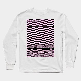 Pink and black doodle pattern drawing art Long Sleeve T-Shirt